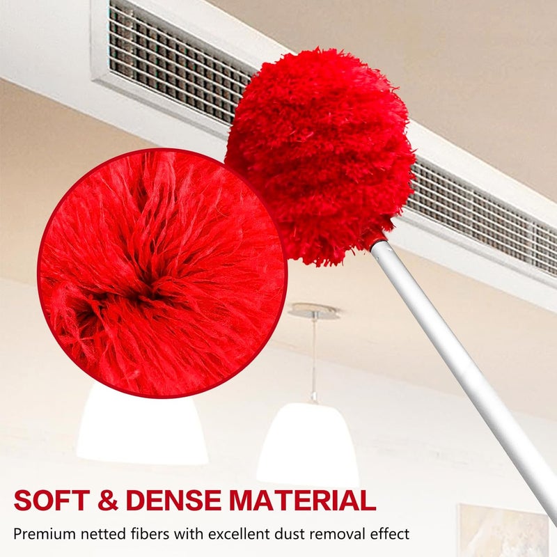 Heonay Ceiling Fan Cleaner Duster Reusable Microfiber Ceiling Fan Blade Cleaner Removable Duster with Extension Pole Adjusts 13 to 49.7 Inch for Cleaning Walls Bookshelves Furniture Door Window Top (Red) - Image 5